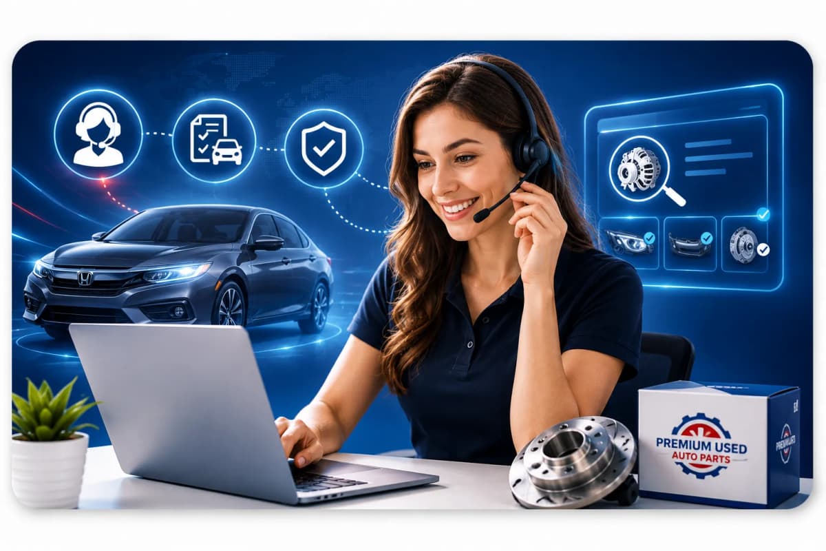 Auto parts specialist helping customers find OEM replacement parts