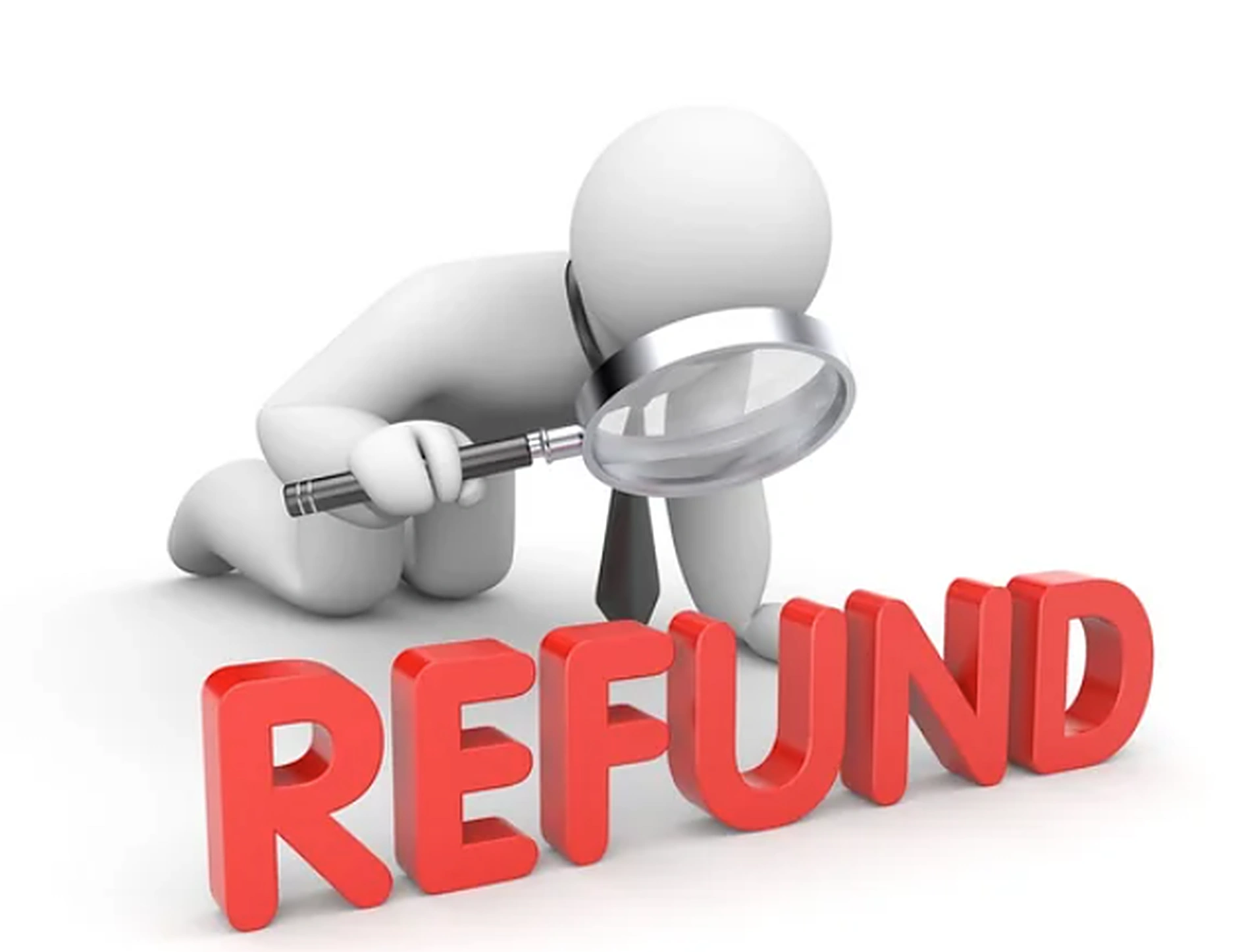 Magnifying glass over the word refund