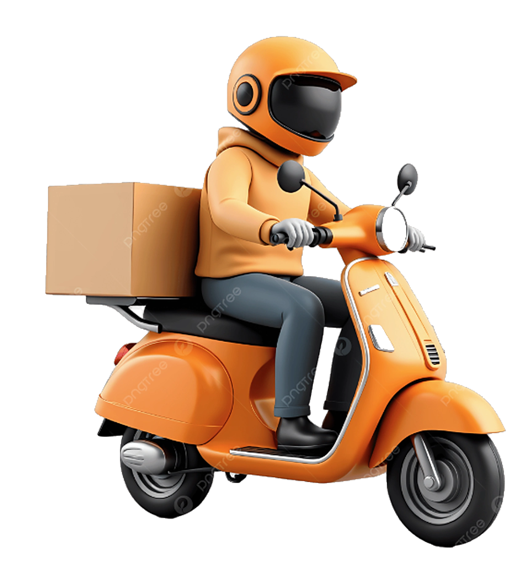 Delivery rider on a scooter carrying a parcel